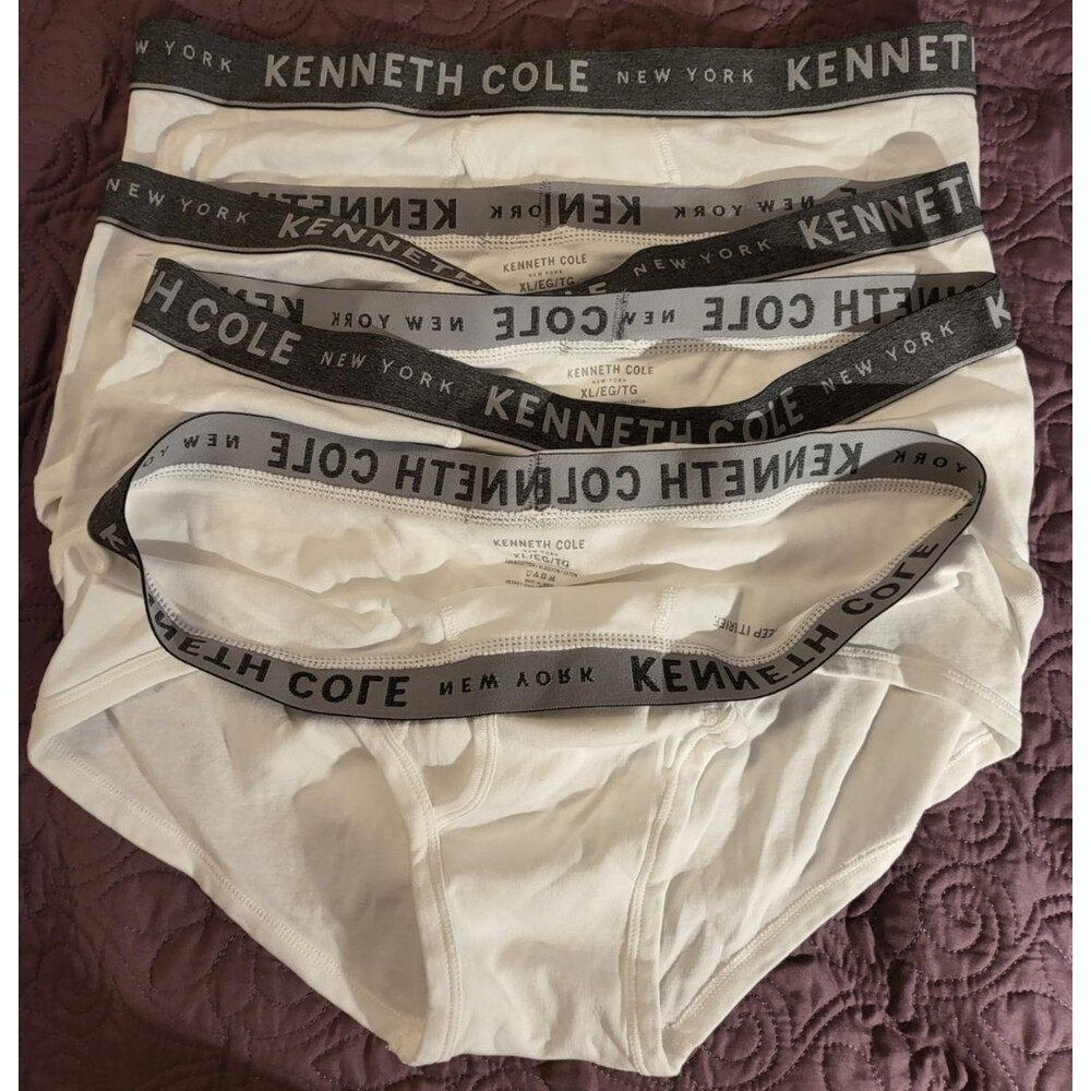 4 Pair Men's KENNETH COLE New York BRIEF 100% Cotton Size XL White